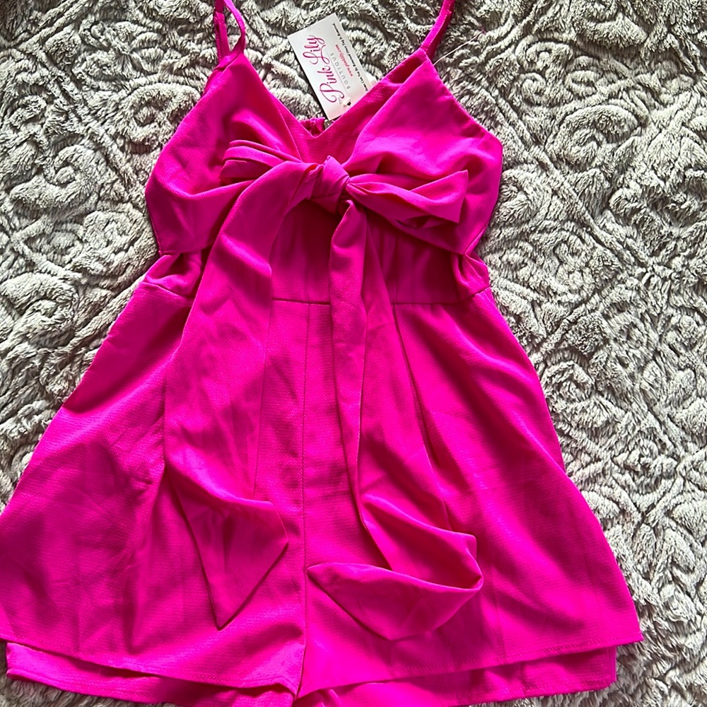 Pink Lily Boutique Tied up in Love Romper - S - Magenta